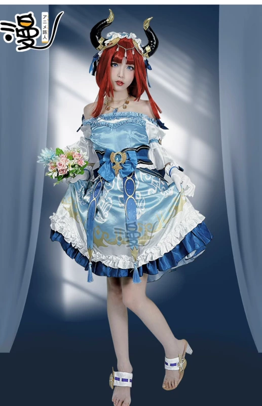 Manluren Ban Đầu Thần Liên Kết Nilu Cos Đầm Đầm Nhật Bản Cosplay Game Trang Phục Anime Nữ Bộ Đầy Đủ