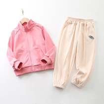 Ocean Gas Girl Suit Spring New Tide Pure Cotton Stand-up Collar Zipper Open Jersey Boy Sportswear Boy Sportswear Fashion 100 lap