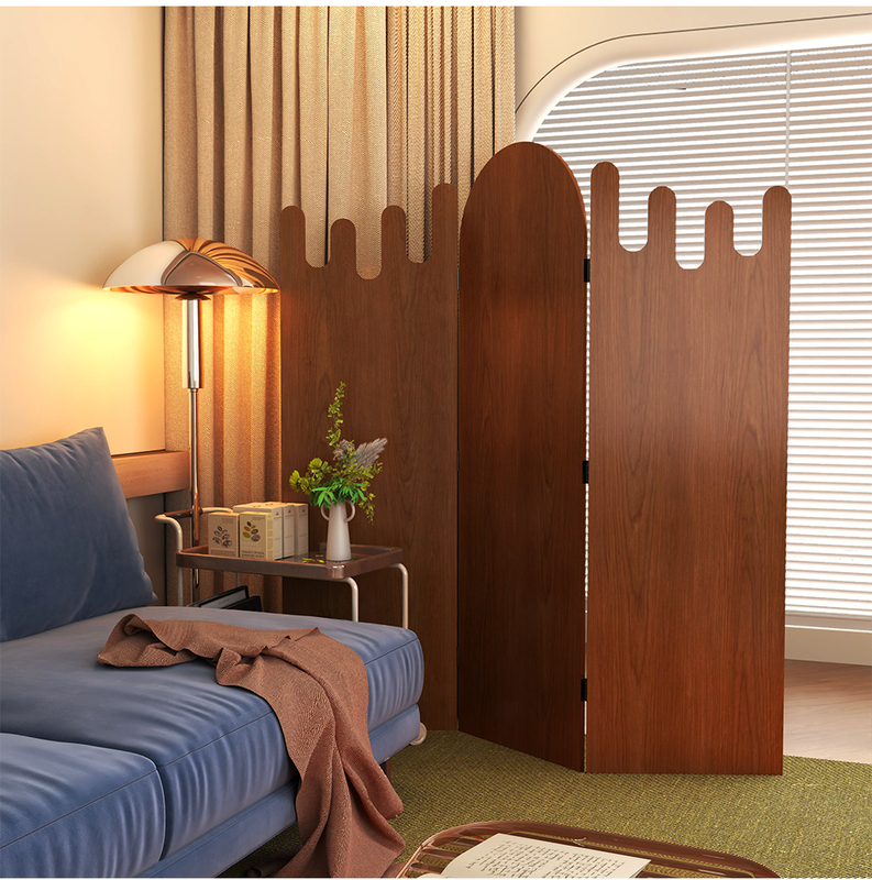 Used Water Drop-Style French Partition for Living Room, Movable Screen, Light Luxury, Artist's Room Folding Divider, Simple Screen