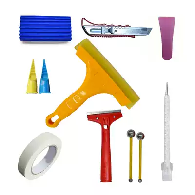 Seam construction tool, small scraper, discharge nozzle, Blade, Press seam ball glue gun, utility knife