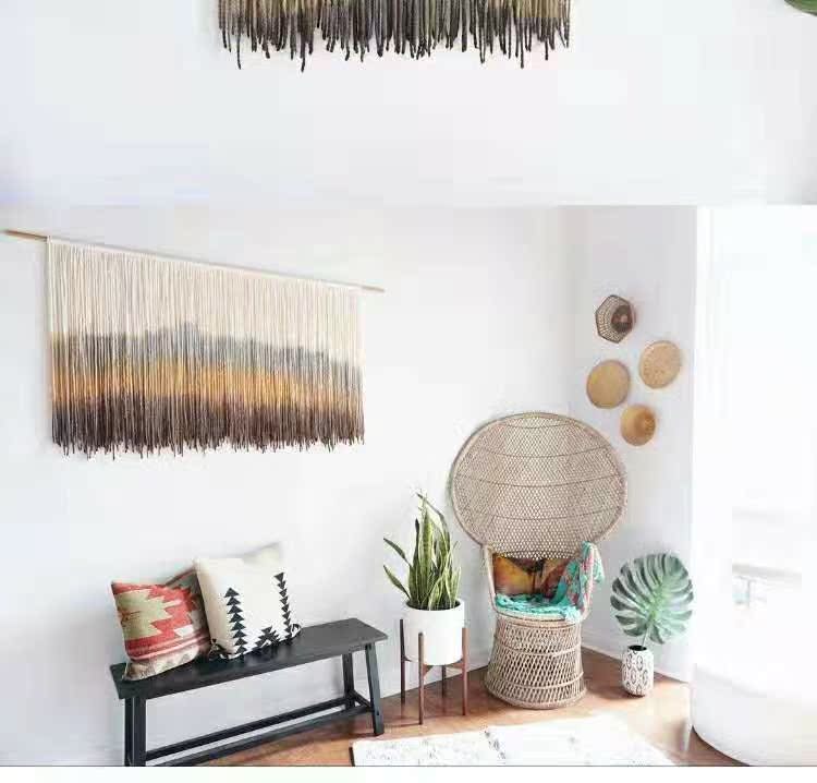 Tấm thảm tua rua được nhuộm bằng tay Phong cách Bắc Âu B & B cafe tường sơn gradient mềm mại - Tapestry thảm decor