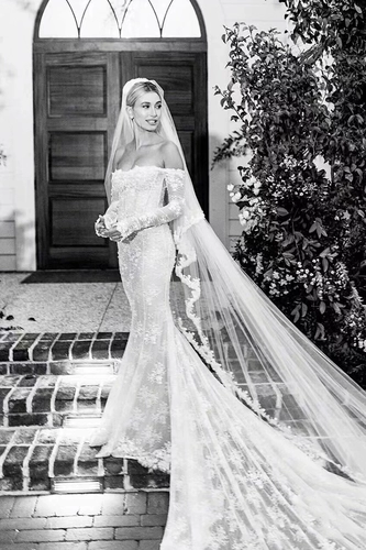 Свадебная вышивка невесты Слово Бибер Свадьба та же супер длинная сетевая марля кружев