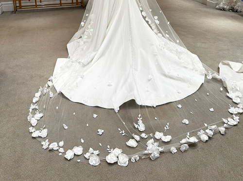 Корейская свадебная кружевная вуаль в Корейском стиле, 3D цветок, супер сказочный стиль, длинный головной убор мечты, реквизит для фотосессии