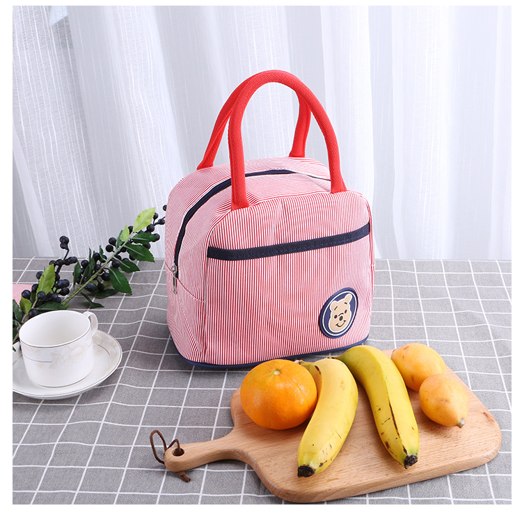 Nhật bản gấu vải túi ăn trưa vải mới dày mommy hộp ăn trưa túi sọc tươi tote bag trumpet