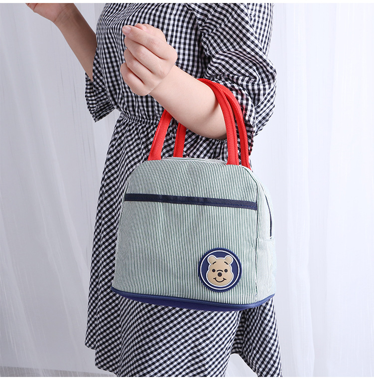 Nhật bản gấu vải túi ăn trưa vải mới dày mommy hộp ăn trưa túi sọc tươi tote bag trumpet