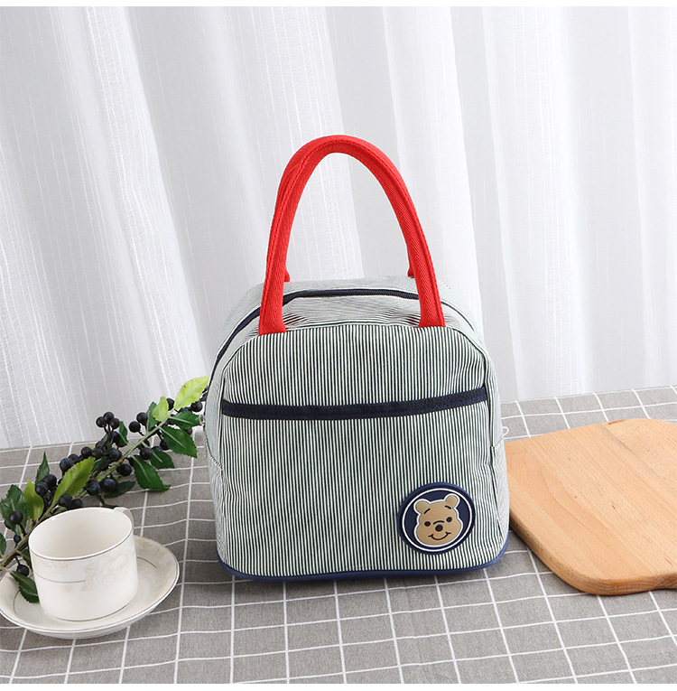 Nhật bản gấu vải túi ăn trưa vải mới dày mommy hộp ăn trưa túi sọc tươi tote bag trumpet