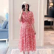 Maternity clothes summer tops summer fashion models knee-high temperament Chiffon maternity dresses Summer skirts can breastfeed