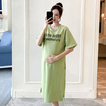 Maternity dress Summer out t-shirt dress summer fashion over the knee age reduction loose maternity dress summer skirt