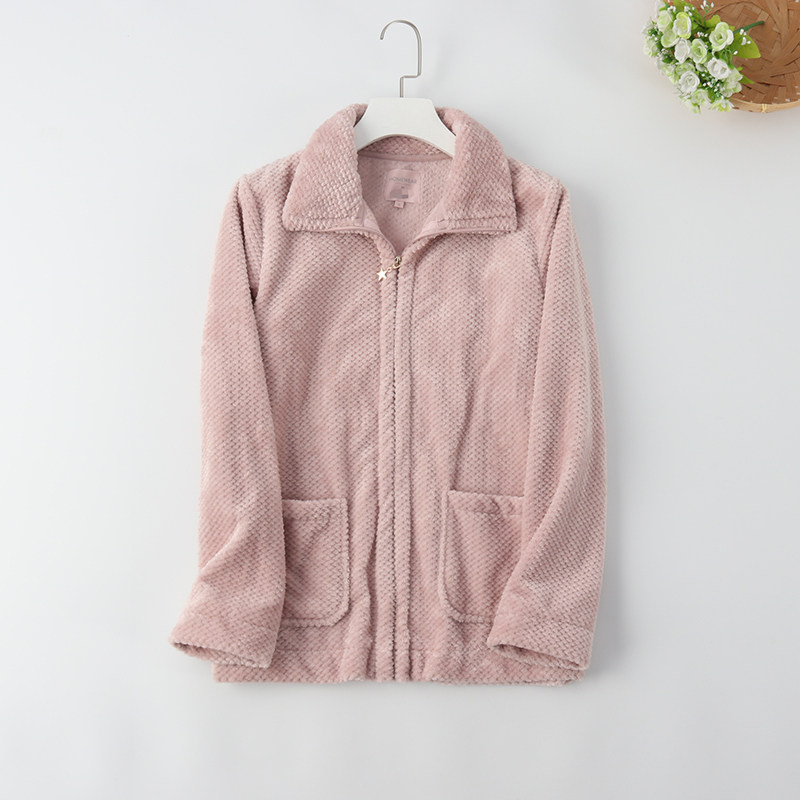 Foreign Trade Lady Soft Coral Suede Pineapple Suede Open body Long sleeves Home clothes Single blouse jacket can be worn out of winter