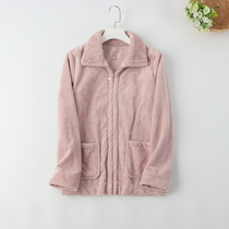 Foreign trade Lady soft coral velvet pineapple velvet open long sleeve home clothing single coat coat can be worn in winter