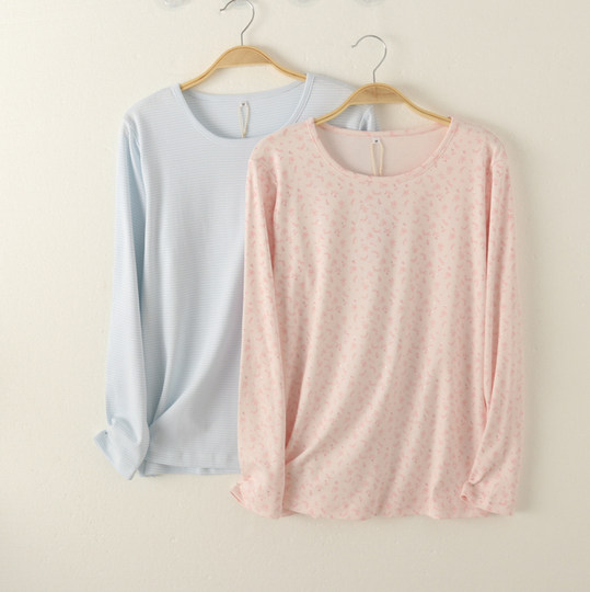 Women's pure cotton long-sleeved home wear pajama tops autumn