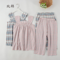 Foreign trade Lady cotton foam thin wide shoulder vest Capri pants pajamas home clothing set summer cool