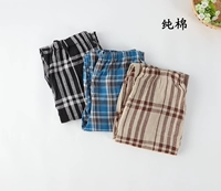 Quần cotton nam gạc đôi cao eo lưới nhà ngủ quần quần mùa thu dịch vụ nhà quần ống suông nữ