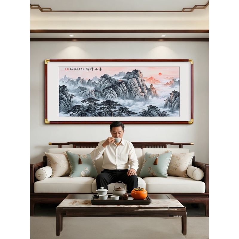 Mountain and Water Landscape Painting, New Chinese Style Living Room East Wall Hanging Painting, Taishan Painting, Landscape Painting, Decorative Painting, Office Wall Art