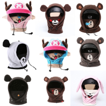 Ski head cover cartoon animal single double board ski helmet rabbit Chopa bear indoor ski mask protector