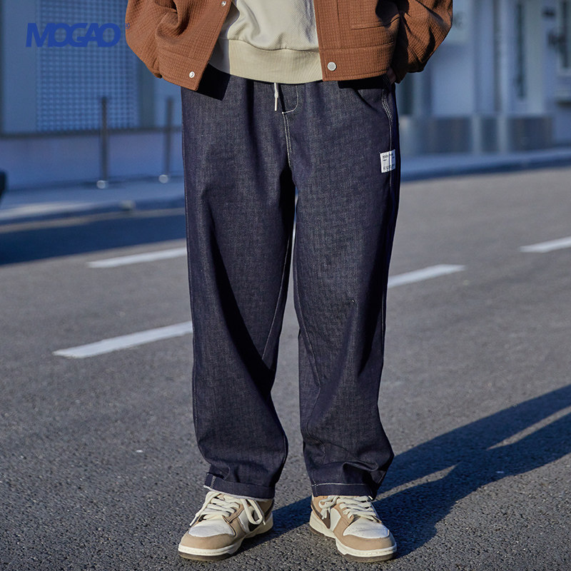MOGAO/摩高/春の新作 モールスタイル ゆったりワイドレッグ クロップドジーンズ 511179036