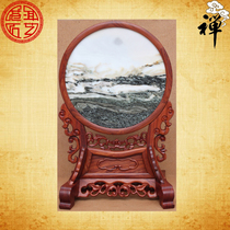 Natural marble painting Bright Moon in the Sky red sandalwood insert screen mahogany seat screen table screen boutique collection