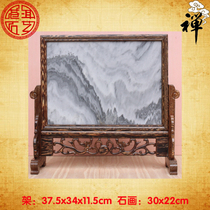 Natural marble painting landscape painting ink flower chicken wing wooden seat screen screen screen decoration
