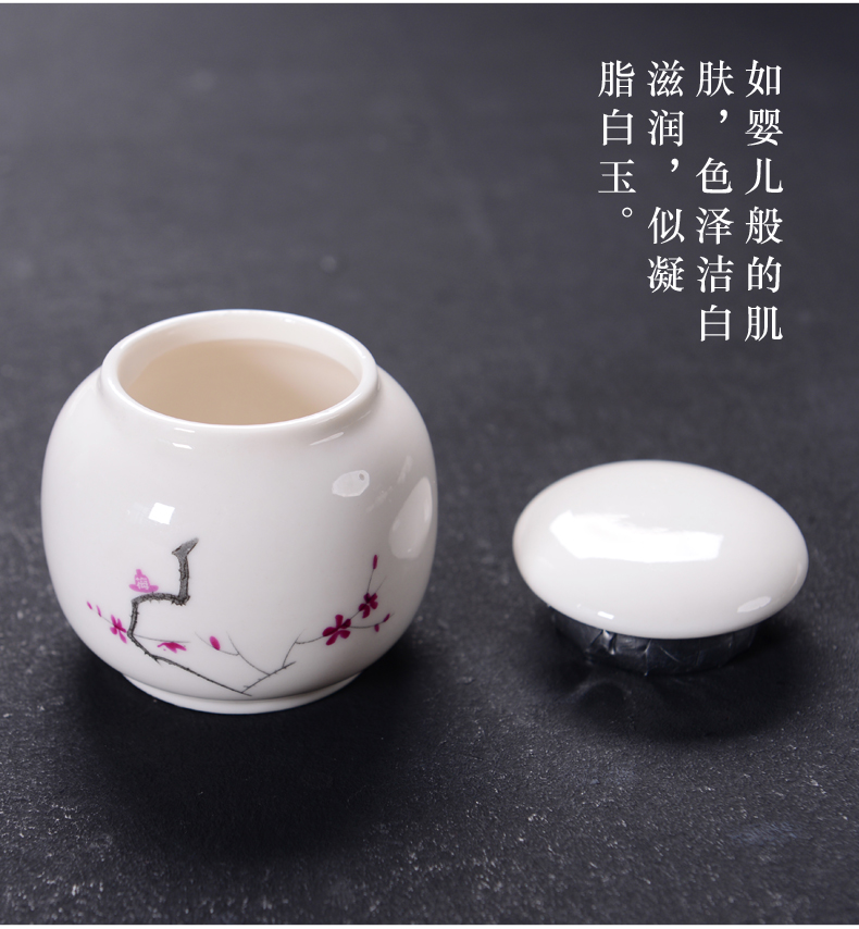 Lon trà xanh và trắng lọ gốm nhỏ, lon trà, hộp trà, hộp trà, bộ trà, lon kín hộ gia đình, hộp trà - Trà sứ bộ ấm chén uống trà cao cấp