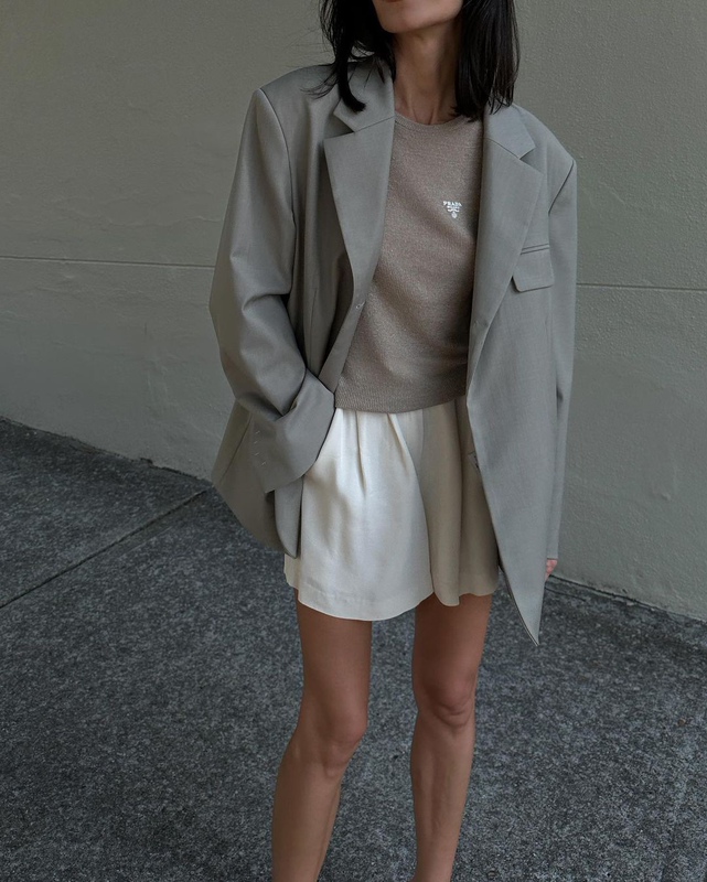 Pepamack Spring New Minimalist Style Gray Casual Blazer Loose Fit High-End Suit