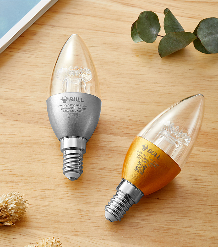 Bull e14 screw mouth candle bulb 5W light source ultra-bright home energy saving small screw mouth tip bubble led crystal pendant lamp 3W