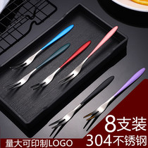 Fruit fork stainless steel suit household net red 304 fruit fork Moon cake fork Cake fork Dessert fork Fruit sign