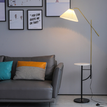 Nordic floor lamp Light luxury creative Retro pleated ins wind Nordic living room Gold minimalist bedroom American table lamp