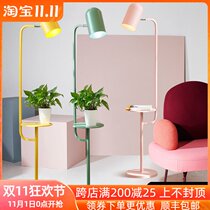 Creative ins Nordic floor lamp bedroom bedside macaron living room simple modern Net red tea table floor lamp
