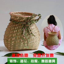 Hot sale limited creative performance Childrens handmade bamboo basket back basket Catch small bamboo woven decorative bamboo basket fish basket