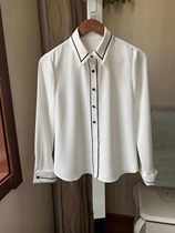  Spot S 19 autumn and winter white contrast line square collar long-sleeved shirt SFBA94901M BA94901M