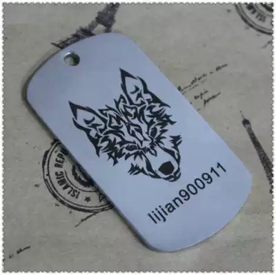 DIY laser deep word military brand titanium steel frosted employees work number plate necklace anti-lost dog brand pendant
