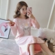 Phiên bản Hàn Quốc của đồ ngủ nữ mùa xuân và mùa thu cotton dài tay ngọt ngào dễ thương váy ngủ mùa thu nữ sinh viên dịch vụ nhà có thể được mặc đầm ngủ dễ thương