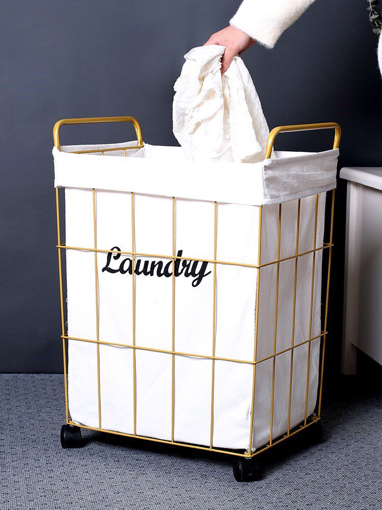Light and luxurious clothes basket Dirty Laundry Containing baskets Network Red Nordic Wind Creative Box Iron Shelf Debris Baskets