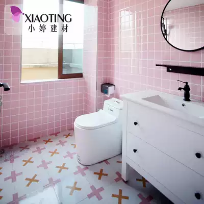 ins Pink tiles 300x300 Kitchen powder room tiles Balcony wall tiles Non-slip wear-resistant parquet floor tiles