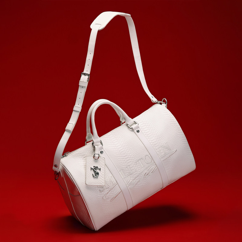 Stk Smalltownkid White Snake Cutout Travel Bag Trendy Single Shoulder Crossbody Bag Large Capacity Casual Gym Bag