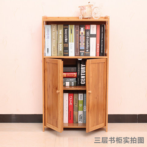 Bamboo tủ sách tủ sách với cửa tủ sách kệ tủ sách với ngăn kéo tủ khóa học linh hoạt vào lò vi sóng giá lò - Buồng tủ nhựa 3 ngăn