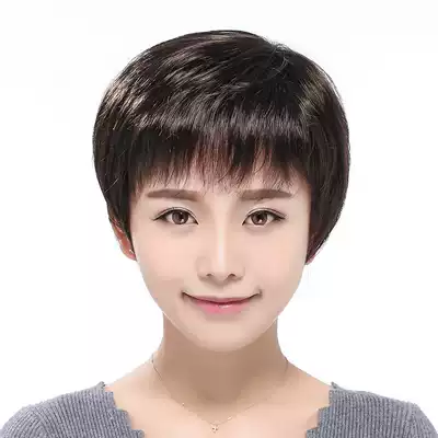 All-true hair cover female short hair mother middle-aged and elderly wig short straight hair middle-aged lady full head cover real hair