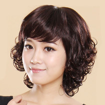  Wig Female short hair Middle-aged and elderly real hair short curly hair real hair Mom fashion wig hairstyle full headgear natural