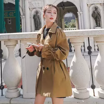 Small tooling windbreaker women's short all-match spring and autumn 2021 new popular temperament high and low 150cm jacket