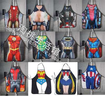 Funny Superman apron, Spider-Man Batman, Captain America creative gift, kitchen sleeveless apron