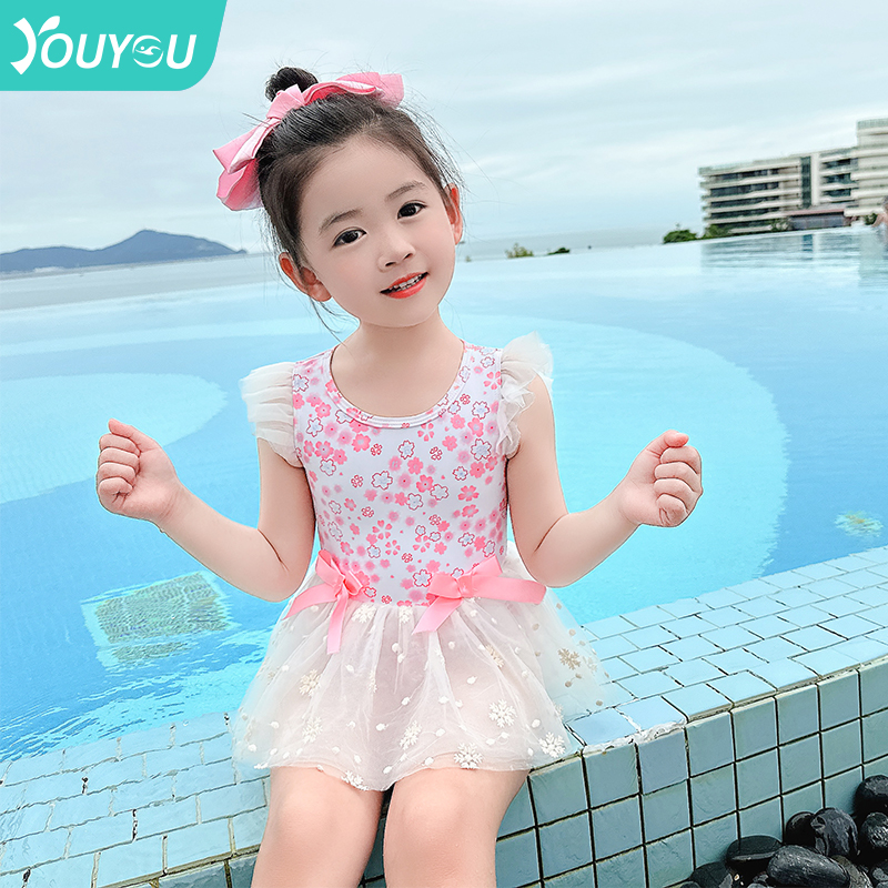 Children's swimsuit girls summer one-piece 2023 new style small and medium-sized baby fashionable cute princess fashion baby swimsuit