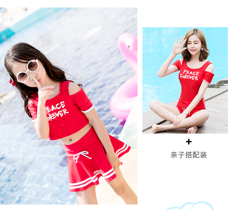 Bạn bơi cho bé gái đồ bơi bé gái váy xẻ có tay áo bảo thủ lớn bé gái bé gái phiên bản Hàn Quốc của đồ bơi bé đồ bơi cho bé gái 10 tuổi
