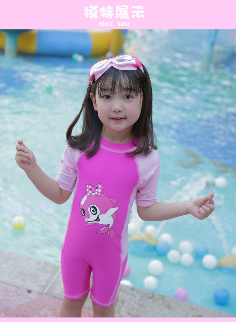 Bộ đồ bơi bé gái một mảnh mới của Youyou Bộ đồ bơi bé gái dễ thương tay ngắn quần áo bơi trẻ em