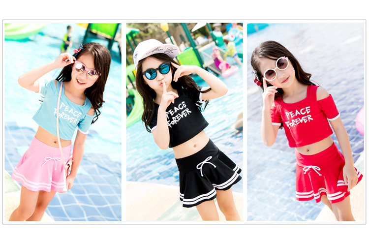 Bạn bơi cho bé gái đồ bơi bé gái váy xẻ có tay áo bảo thủ lớn bé gái bé gái phiên bản Hàn Quốc của đồ bơi bé đồ bơi cho bé gái 10 tuổi
