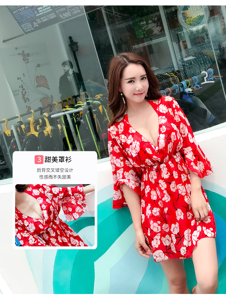 Bạn mặc đồ bơi nữ ba mảnh bikini xẻ váy bảo thủ che bụng nhỏ ngực lượm lượm bộ đồ tắm suối nước nóng gợi cảm - Bộ đồ bơi hai mảnh áo bơi 2 mảnh