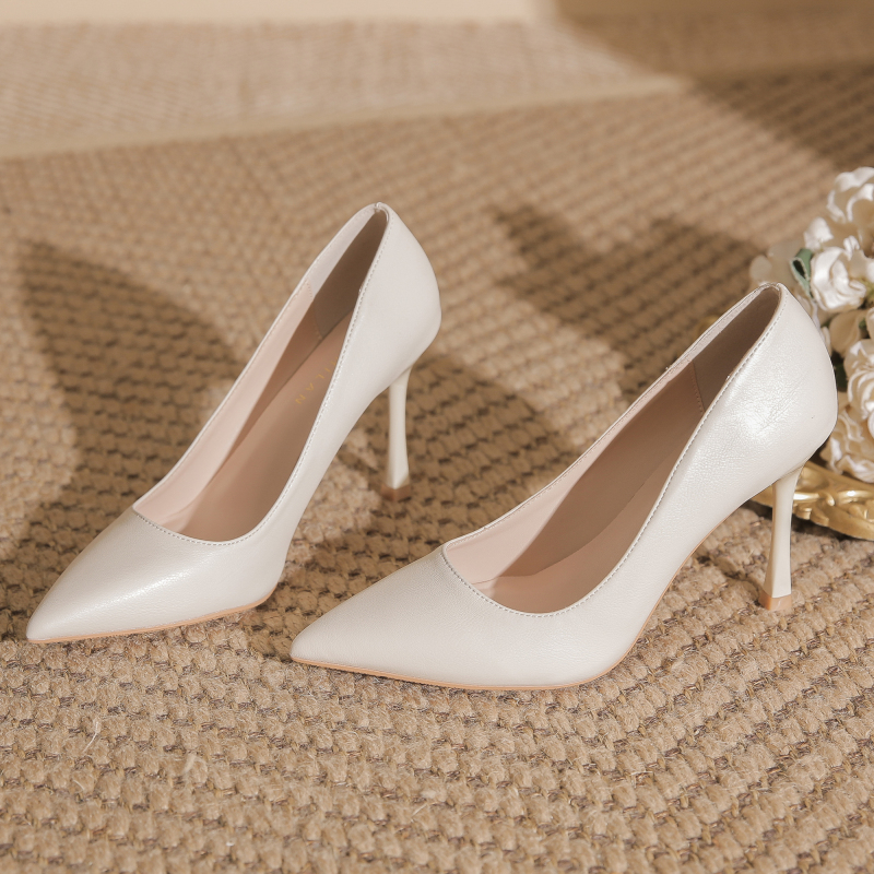 Pointed-Toe High Heels, Widened for Wide Feet, Large Size, French Style, Elegant, Suitable for Commuting and Work, Simple and Versatile, Shallow Mouth, Stiletto Heels