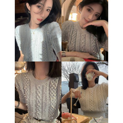 UKILAU Liu Yuqi ອຸດສາຫະກໍາຫນັກ beaded ສາຍ sweater ຫວານອາຍຸຕ່ໍາສຸດ shoulder chic