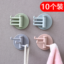 Kitchen Stickup Hooks Powerful Viscose Wall-mounted Wall Free of perforated Perforated Adhesive Hook Door Rear Clothing Free of Spike Clothes Hook