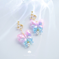 Colorful Butterfly Childrens Ear Clips Without Piercing Earrings Imported Anti-Pain Pearl Girls Princess Jewelry Performance Matching