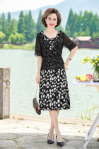 2020 new mother summer dress middle-aged womens wear size Belly Belly middle-aged geek chiffon skirt fashion